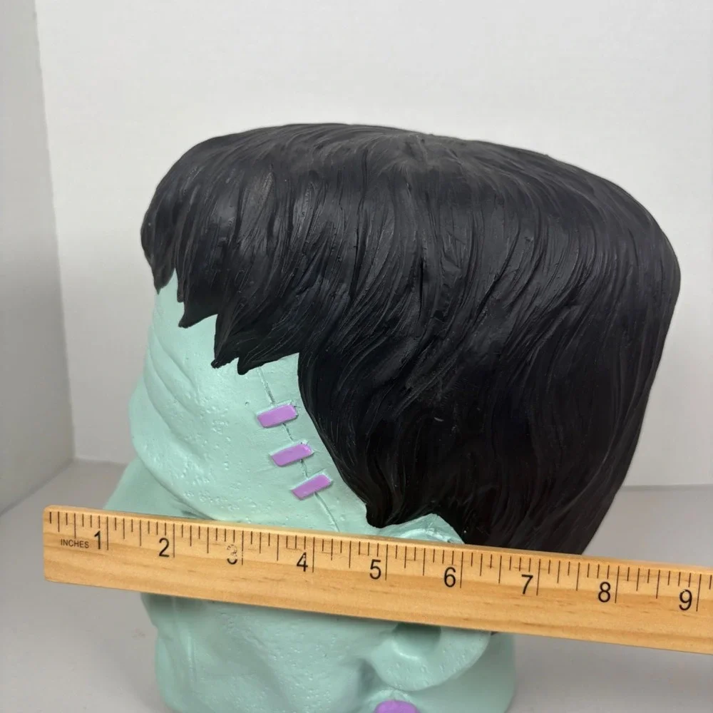 Halloween Green Frankenstein Large Head Bust Decoration Life Like Pink And Green